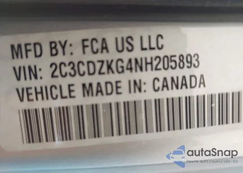 2022 Dodge Challenger Gt Awd z USA, uszkodzony, nr VIN 2C3CDZKG4NH205893